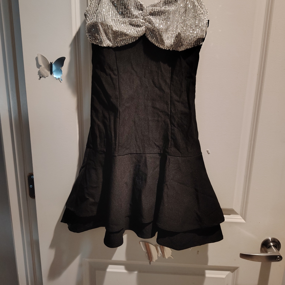 Cider Black and Silver Mini Dress